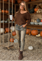 Set 2w1 Pullover i Schal Cinnamon Caffe Latte Schokoladenbraun
