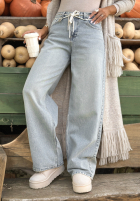 Hose Jeans wide leg z paskiem