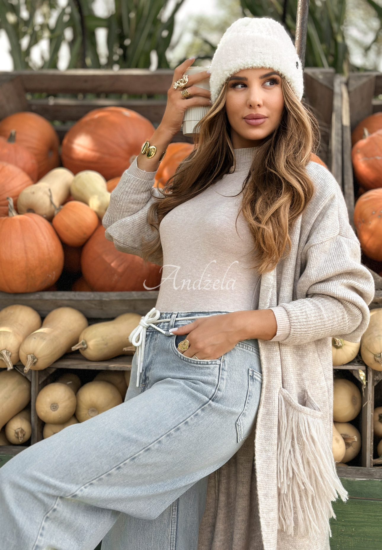 Weite Jeans mit Gürtel I&#039;m Interested Blau