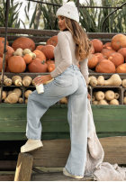 Hose Jeans wide leg z paskiem