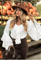 Bluse z falbankami Yesterday’s Look Weiß