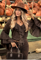 Bluse z falbankami Yesterday’s Look Schokoladenbraun