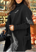 Długi Cardigan z frędzlami Forget My Name Schwarz