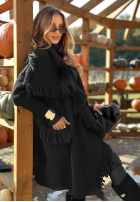 Długi Cardigan z frędzlami Forget My Name Schwarz