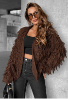 Krótki Cardigan z frędzlami Fringe Schokoladenbraun