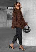 Krótki Cardigan z frędzlami Fringe Schokoladenbraun
