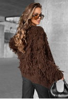 Krótki Cardigan z frędzlami Fringe Schokoladenbraun