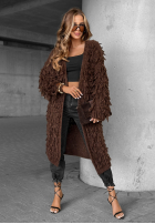 Długi Cardigan z frędzlami Fringe Schokoladenbraun