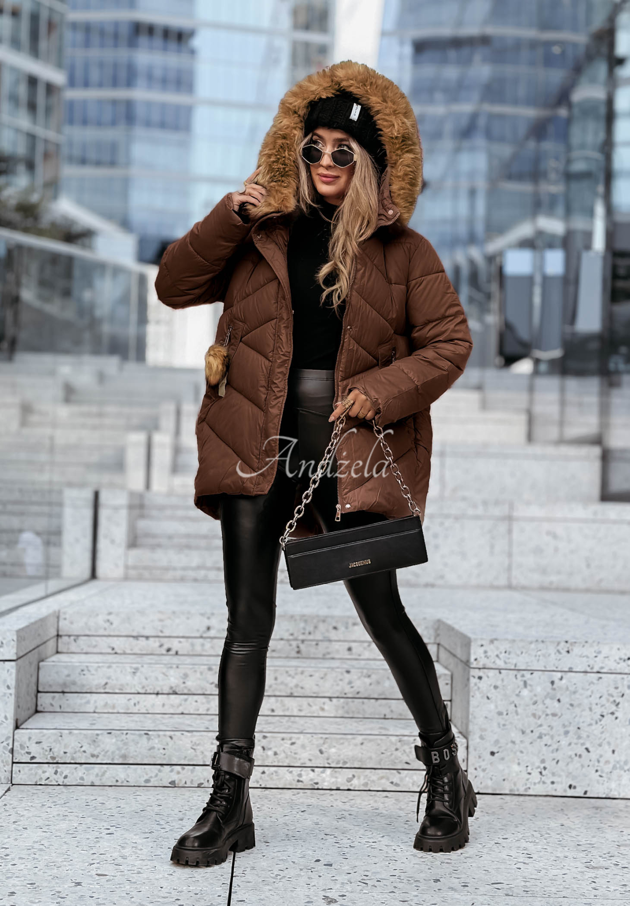Gesteppte Jacke mit Pelz Admiration In Winter Schokoladenbraun