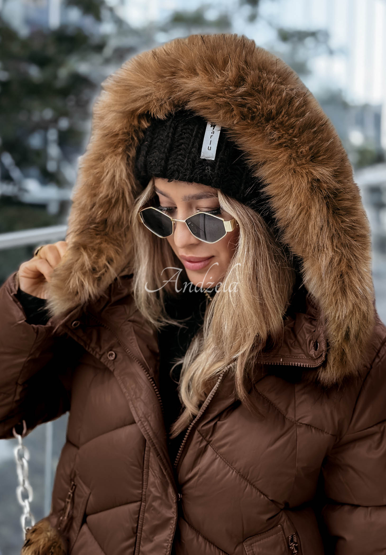 Gesteppte Jacke mit Pelz Admiration In Winter Schokoladenbraun