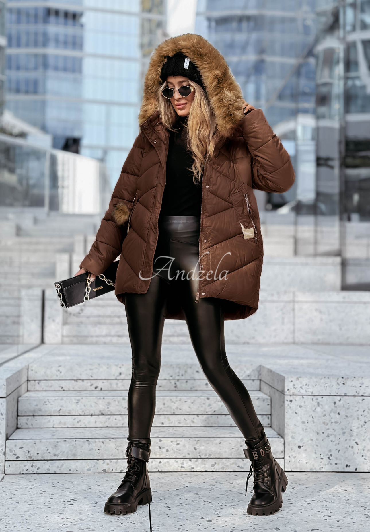 Gesteppte Jacke mit Pelz Admiration In Winter Schokoladenbraun
