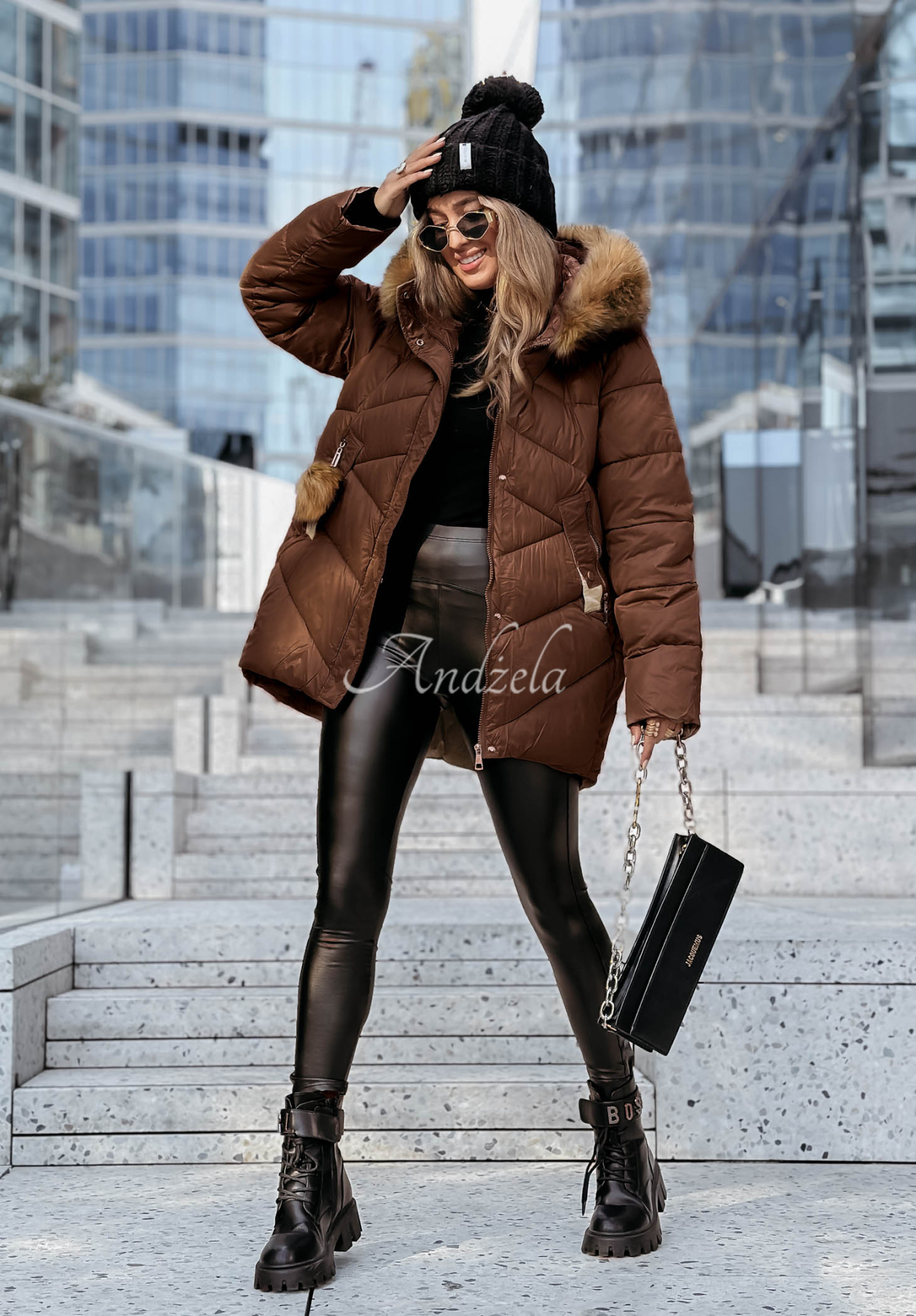 Gesteppte Jacke mit Pelz Admiration In Winter Schokoladenbraun