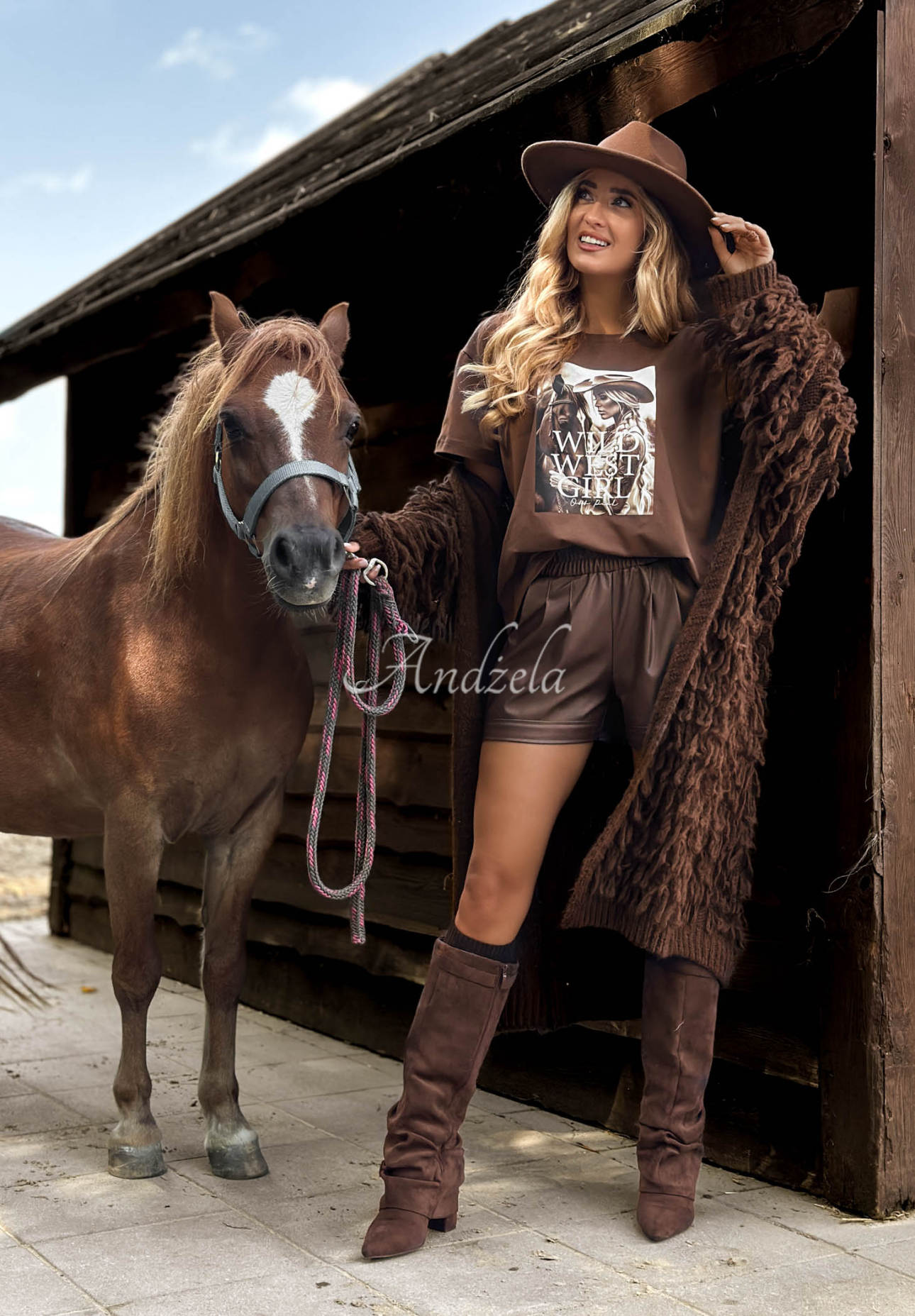 Langer Cardigan mit Fransen Fringe Schokoladenbraun