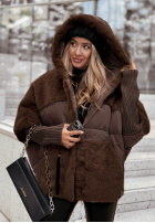 Pikowana Jacke z futerkiem Snow & Pines Schokoladenbraun