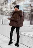 Pikowana Jacke z futerkiem Snow & Pines Schokoladenbraun