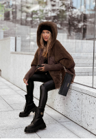 Pikowana Jacke z futerkiem Snow & Pines Schokoladenbraun