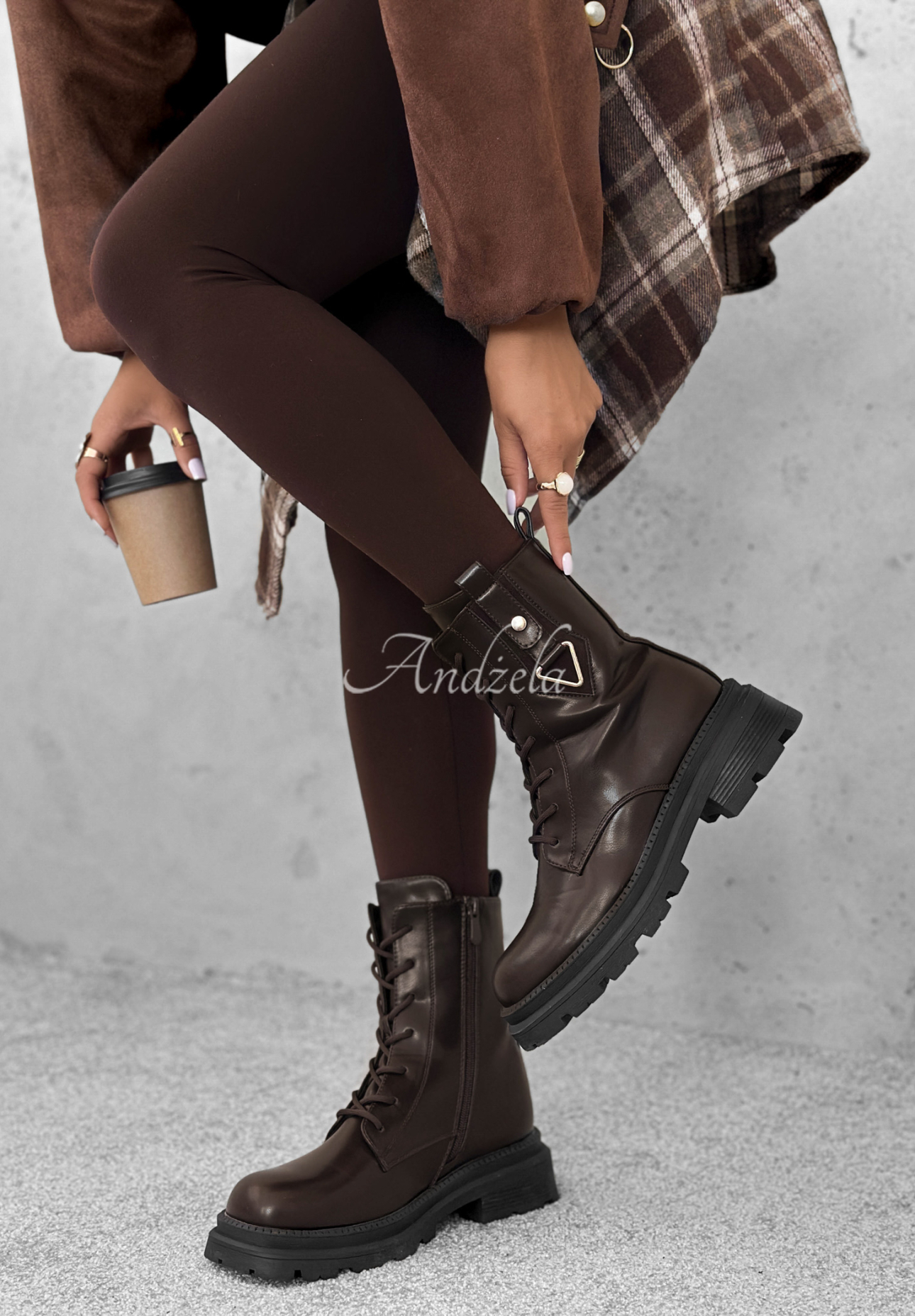 Worker-Stiefel aus Leder Golden Hours Schokoladenbraun