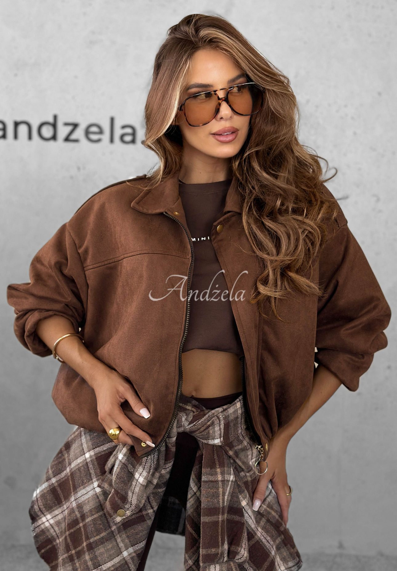 Bomberjacke aus Wildleder Give Me Truth Schokoladenbraun