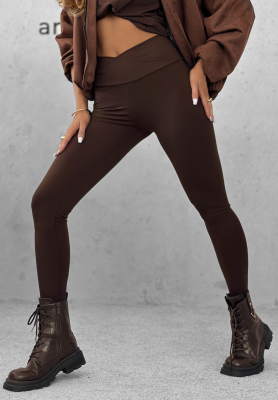 Viscose leggings I Am Ready Now chocolate.