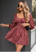 Kleid mini w kwiaty Safari Chic Burgunderrot