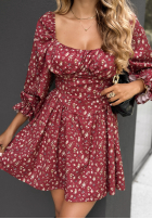 Kleid mini w kwiaty Safari Chic Burgunderrot