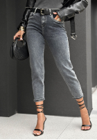 Hose Jeans mom fit z paskiem Say That Again Grau