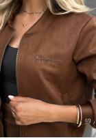 Zamszowa Sweatshirt bomberka You Know This Schokoladenbraun