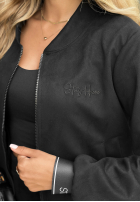 Zamszowa Sweatshirt bomberka You Know This Schwarz