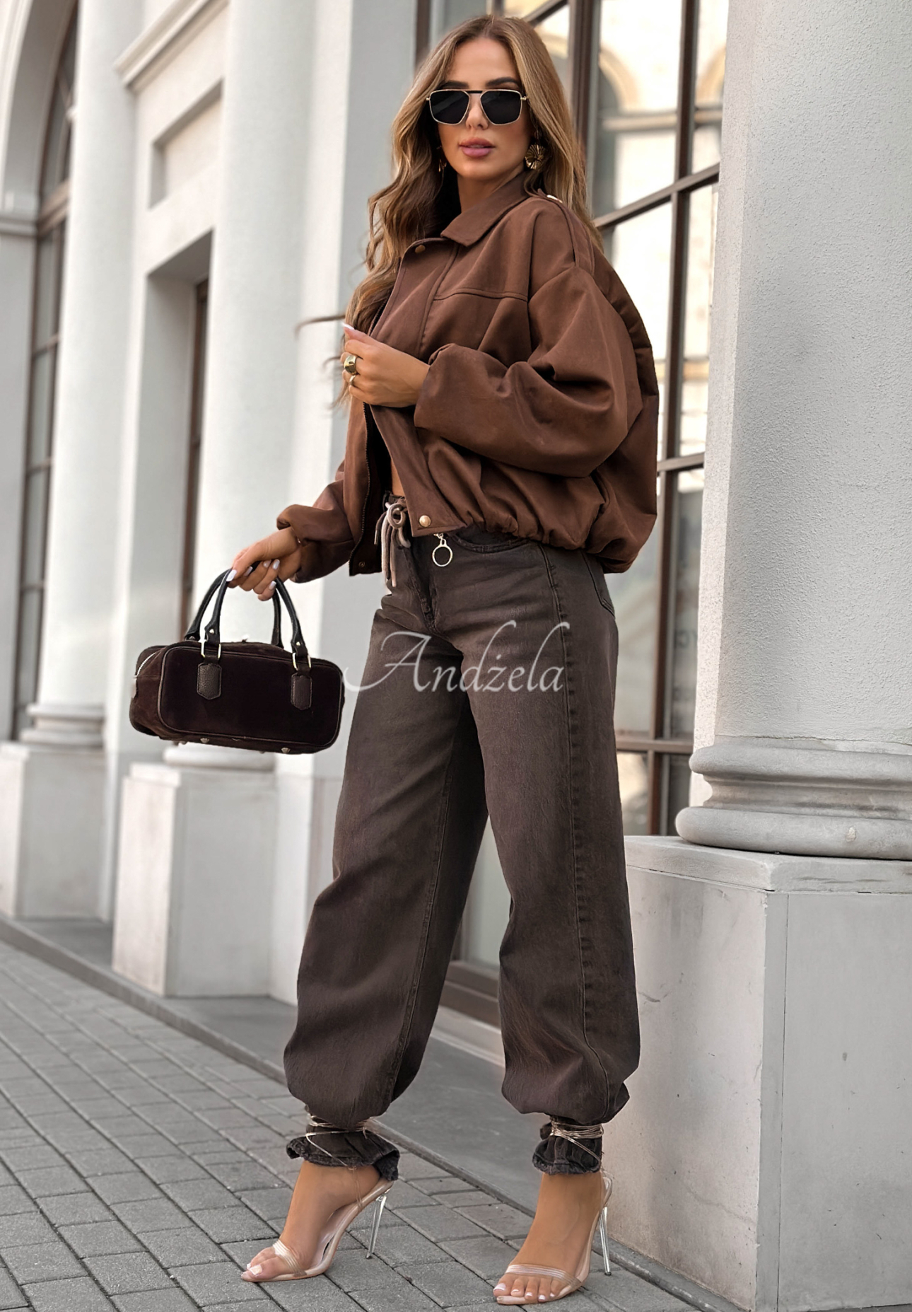 Bomberjacke aus Wildleder Give Me Truth Schokoladenbraun