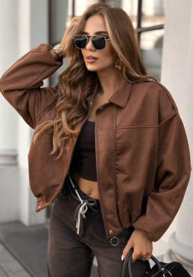 Bomberjacke aus Wildleder Give Me Truth Schokoladenbraun