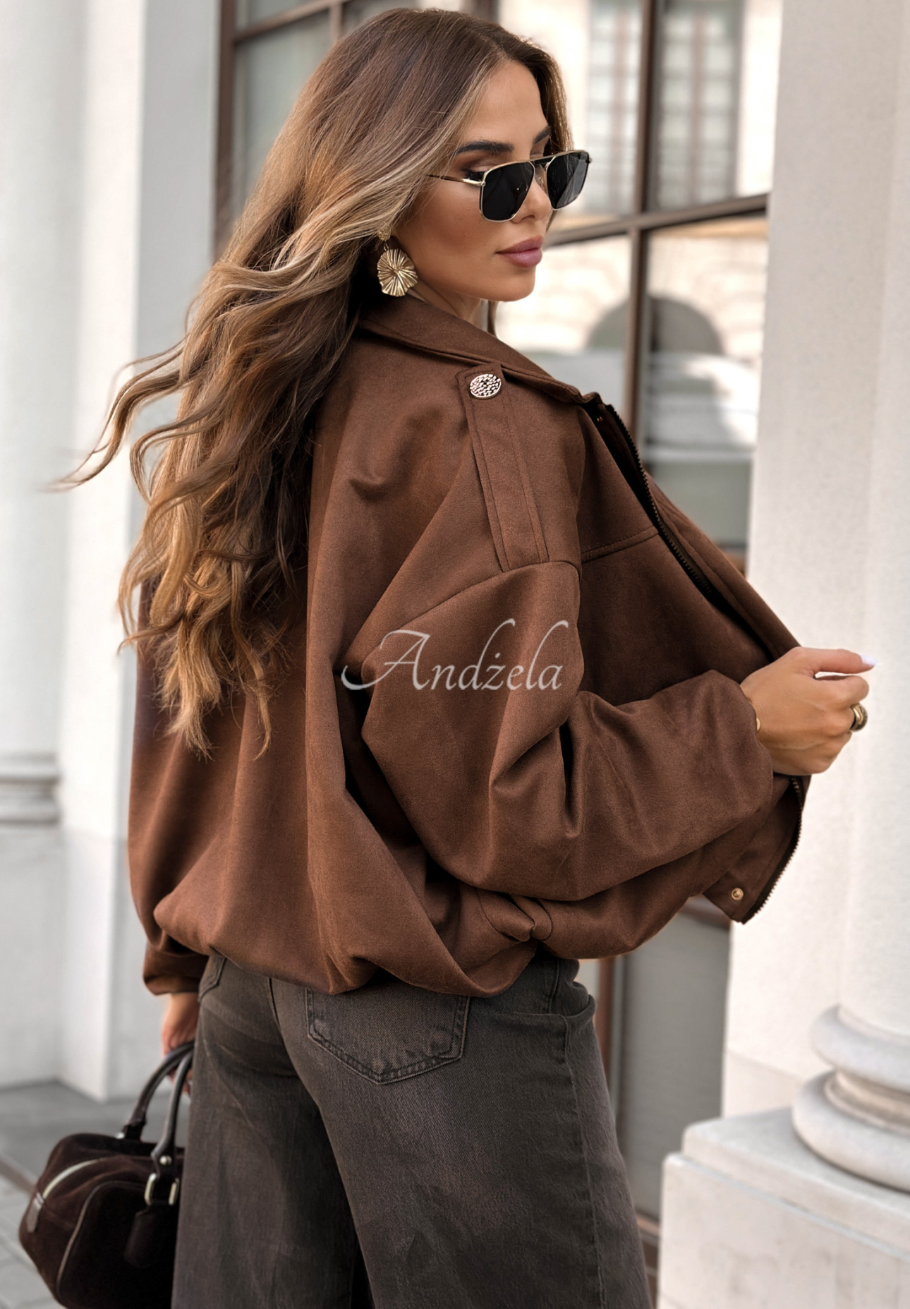 Bomberjacke aus Wildleder Give Me Truth Schokoladenbraun