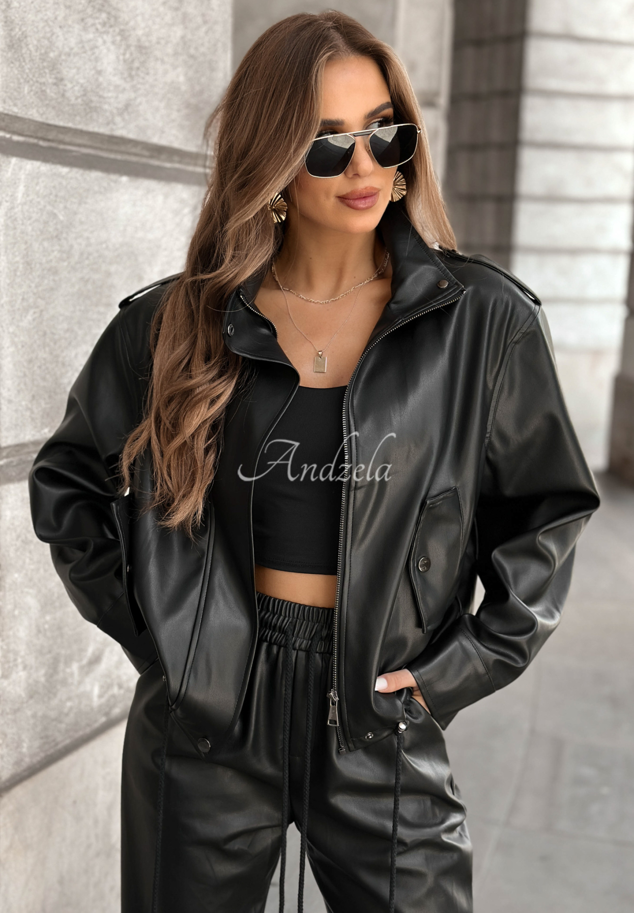 Lederset Jacke und Hose Choosing Myself Schwarz