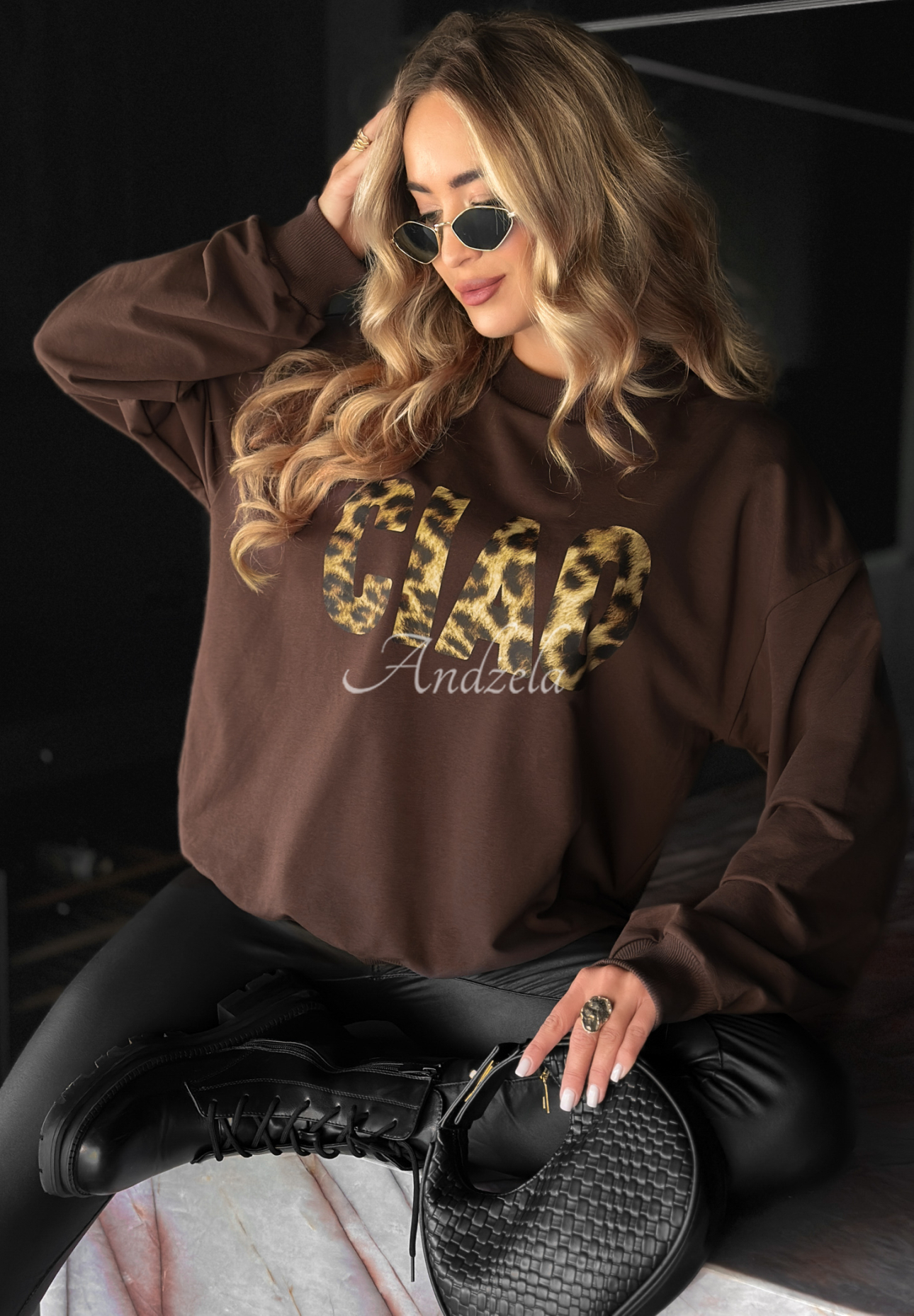 Sweatshirt mit Aufdruck Ciao Bella Schokoladenbraun