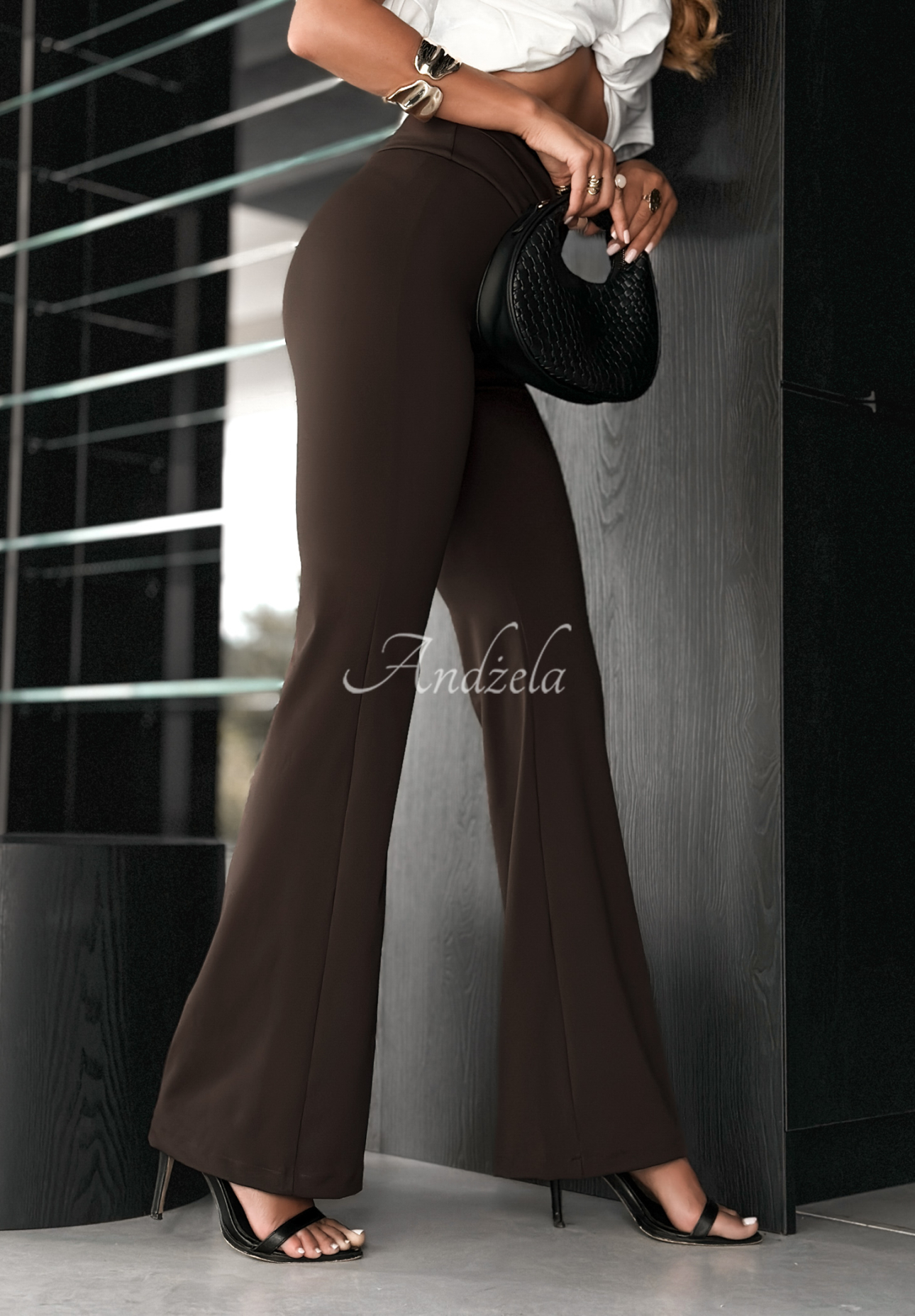 Ausgestellte Leggings aus Viskose mit Raffungen Talk With Me Schokoladenbraun