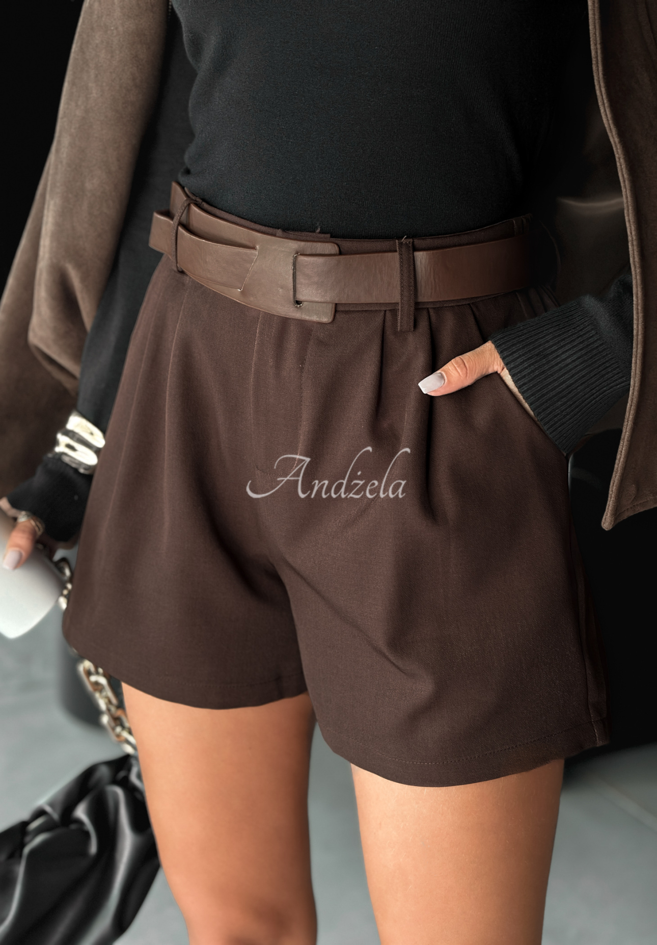 Shorts mit Gürtel I Heard You Schokoladenbraun