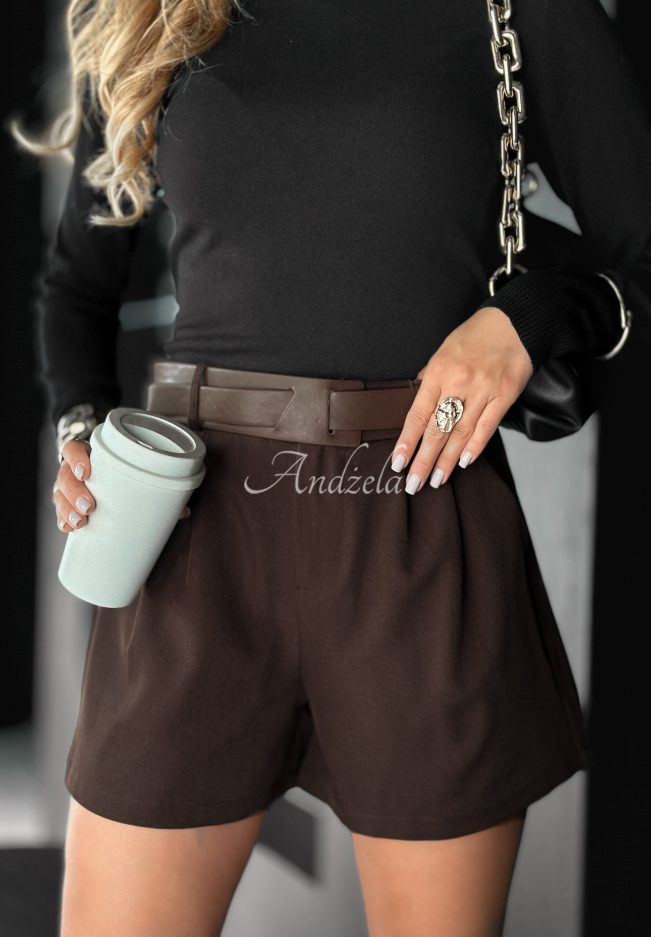 Shorts mit Gürtel I Heard You Schokoladenbraun