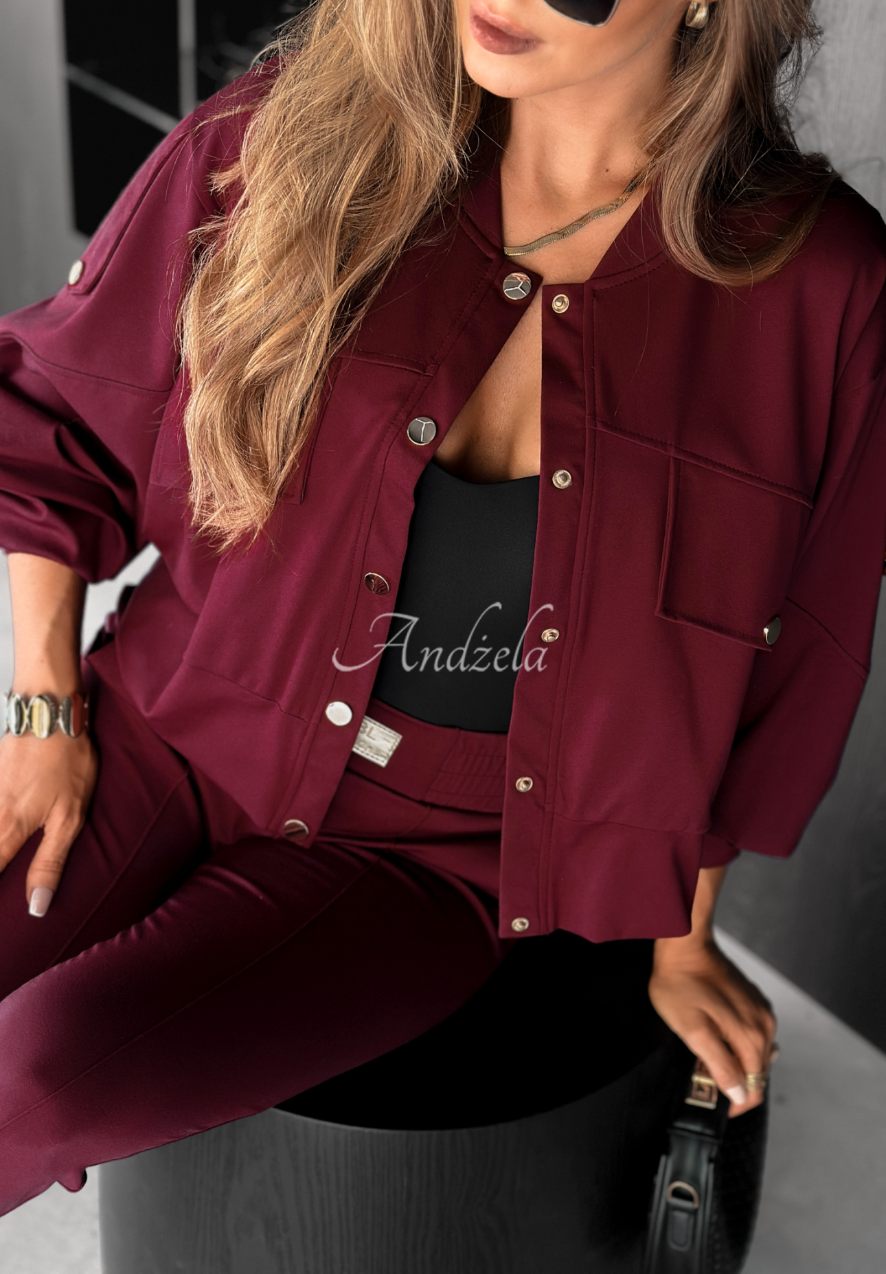 Viskosejacke Real Success Burgunderrot