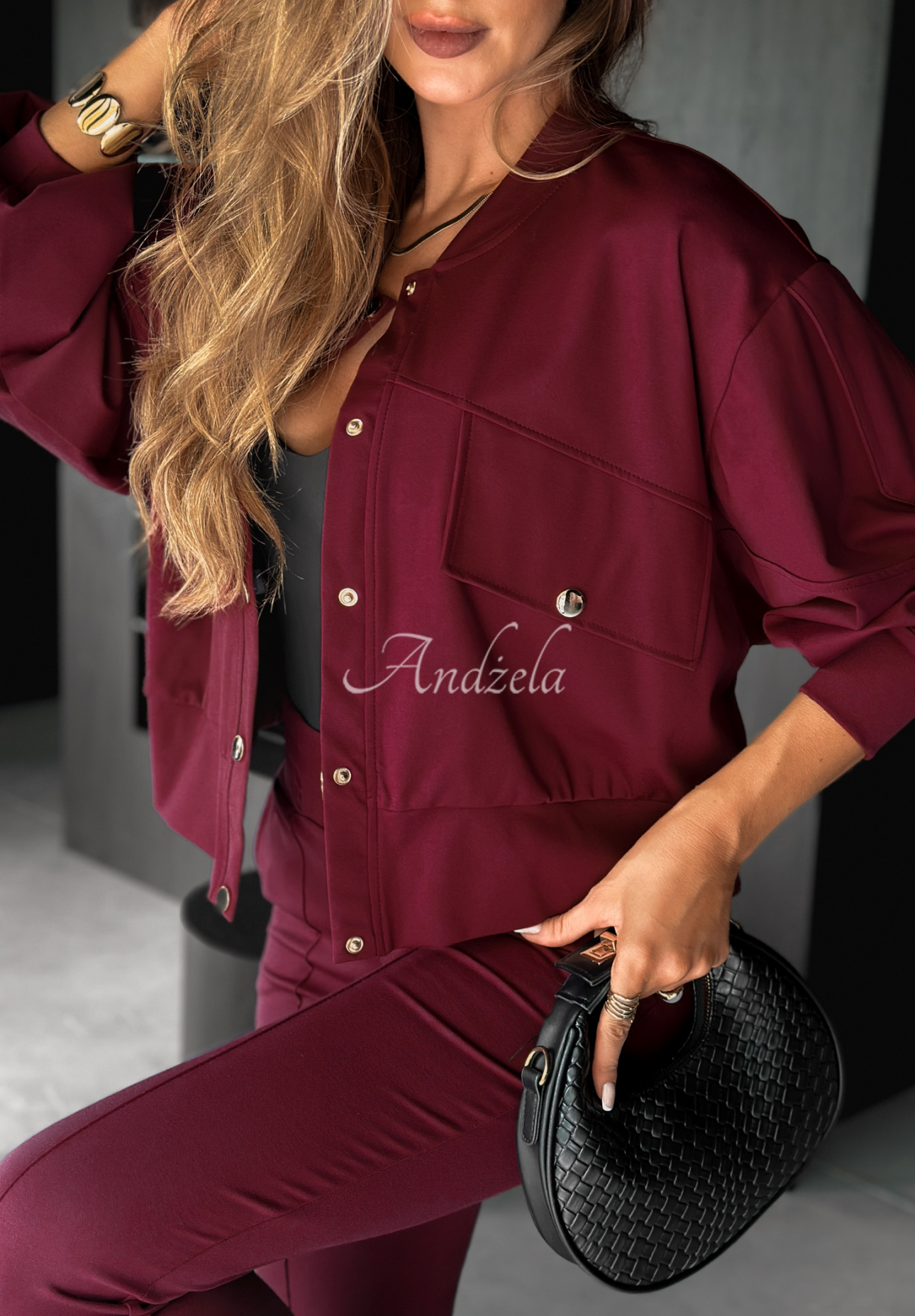 Viskosejacke Real Success Burgunderrot