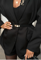 Cienki zamszowy pasek Delicate Accents czarny