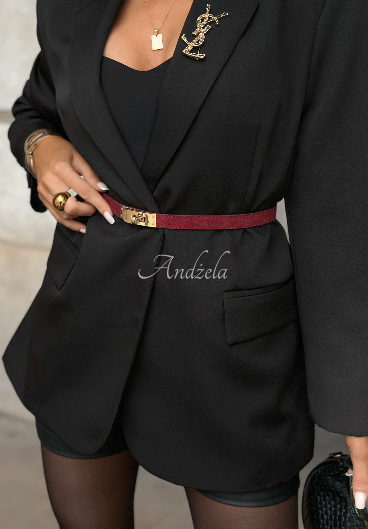 Zamszowy pasek Delicate Accents burgundowy