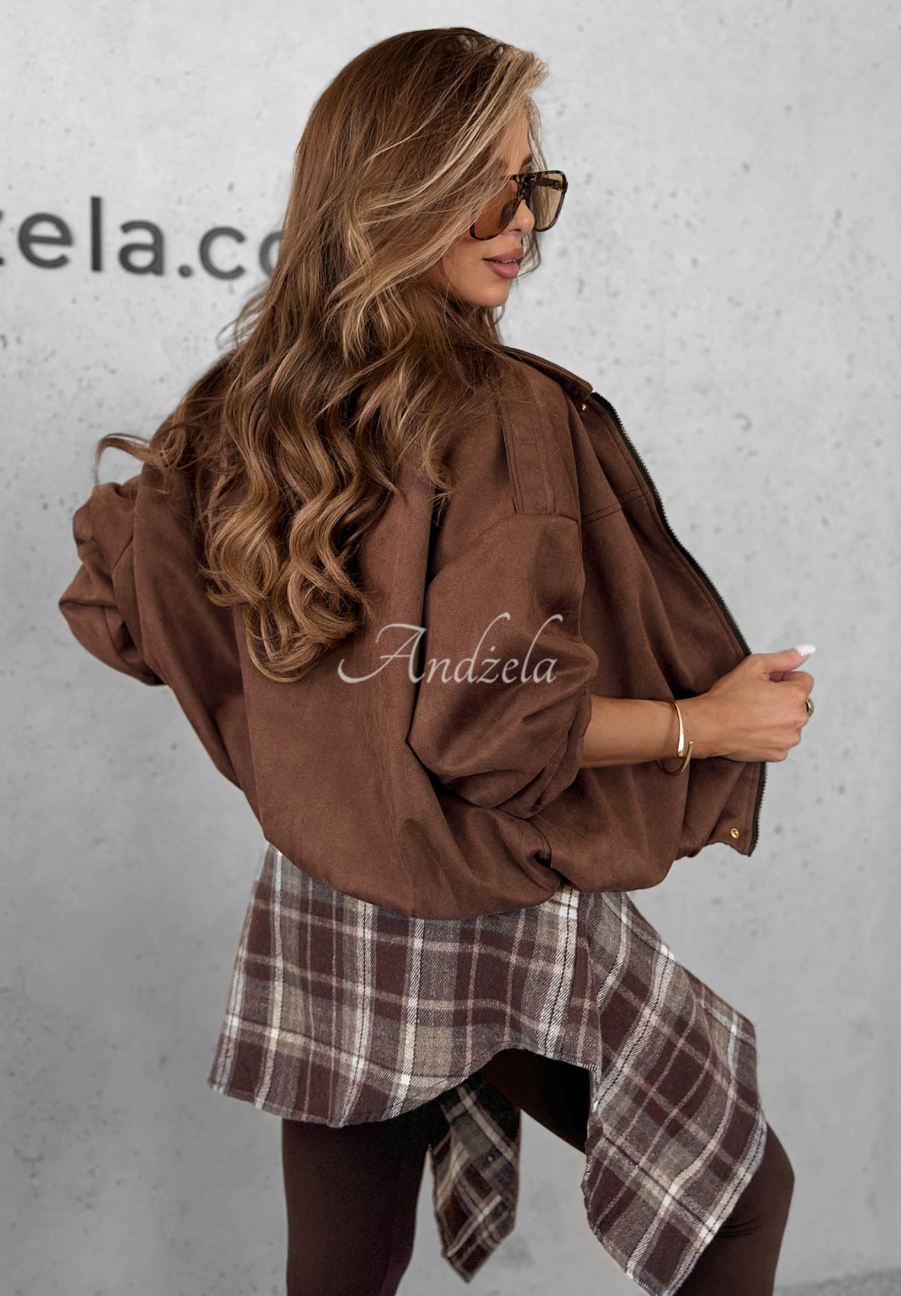 Bomberjacke aus Wildleder Delete That Schokoladenbraun