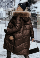 Długa pikowana Jacke z futerkiem Snow Offense Schokoladenbraun II