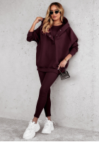 Set 3in1 Leggings, top i Sweatshirt Super Fit wino