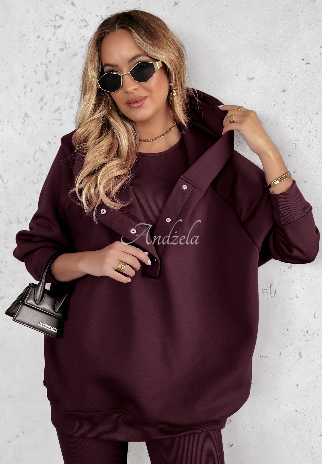 3in1-Set Leggings, Top und Sweatshirt Super Fit Wein