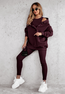 3in1-Set Leggings, Top und Sweatshirt Super Fit Wein