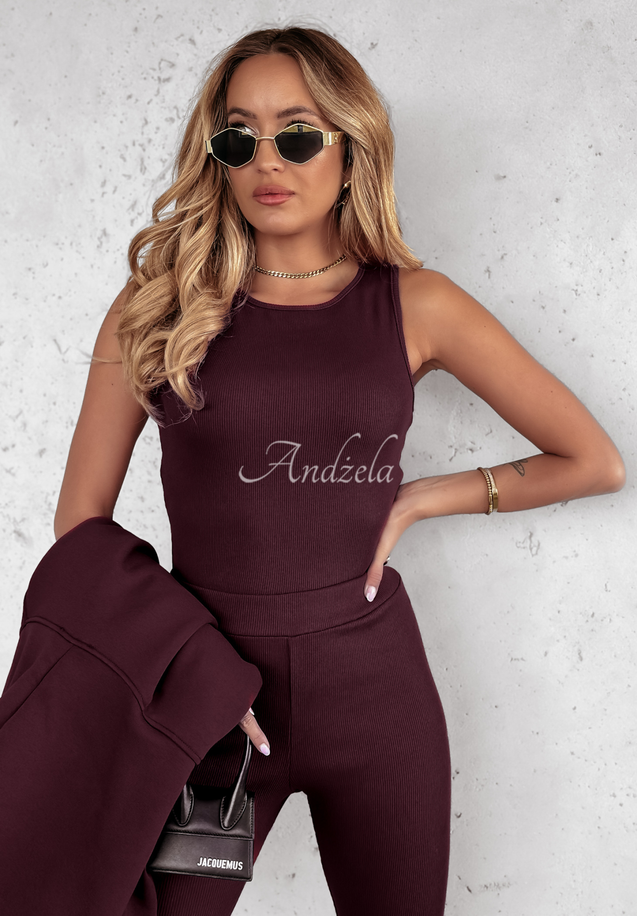 3in1-Set Leggings, Top und Sweatshirt Super Fit Wein