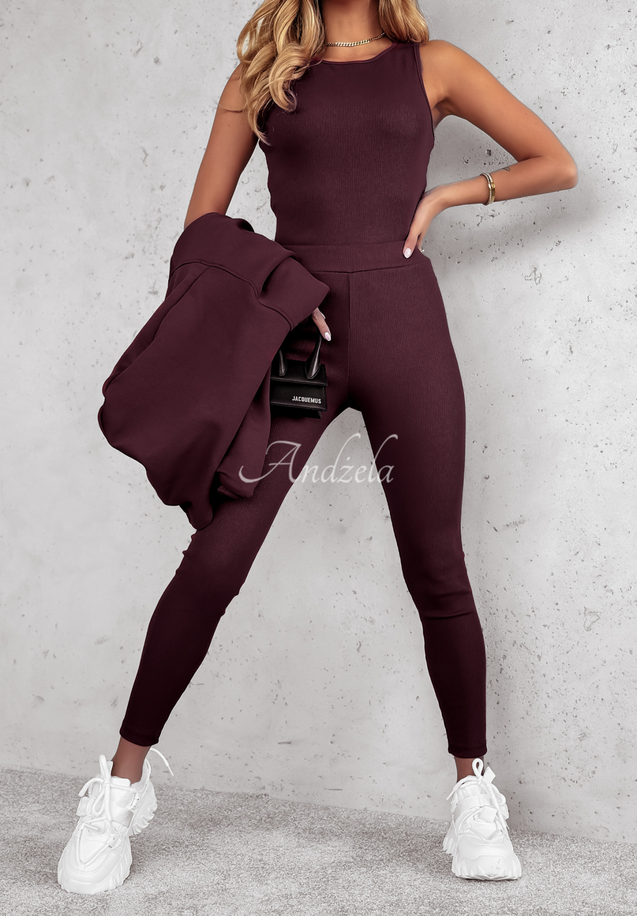 3in1-Set Leggings, Top und Sweatshirt Super Fit Wein