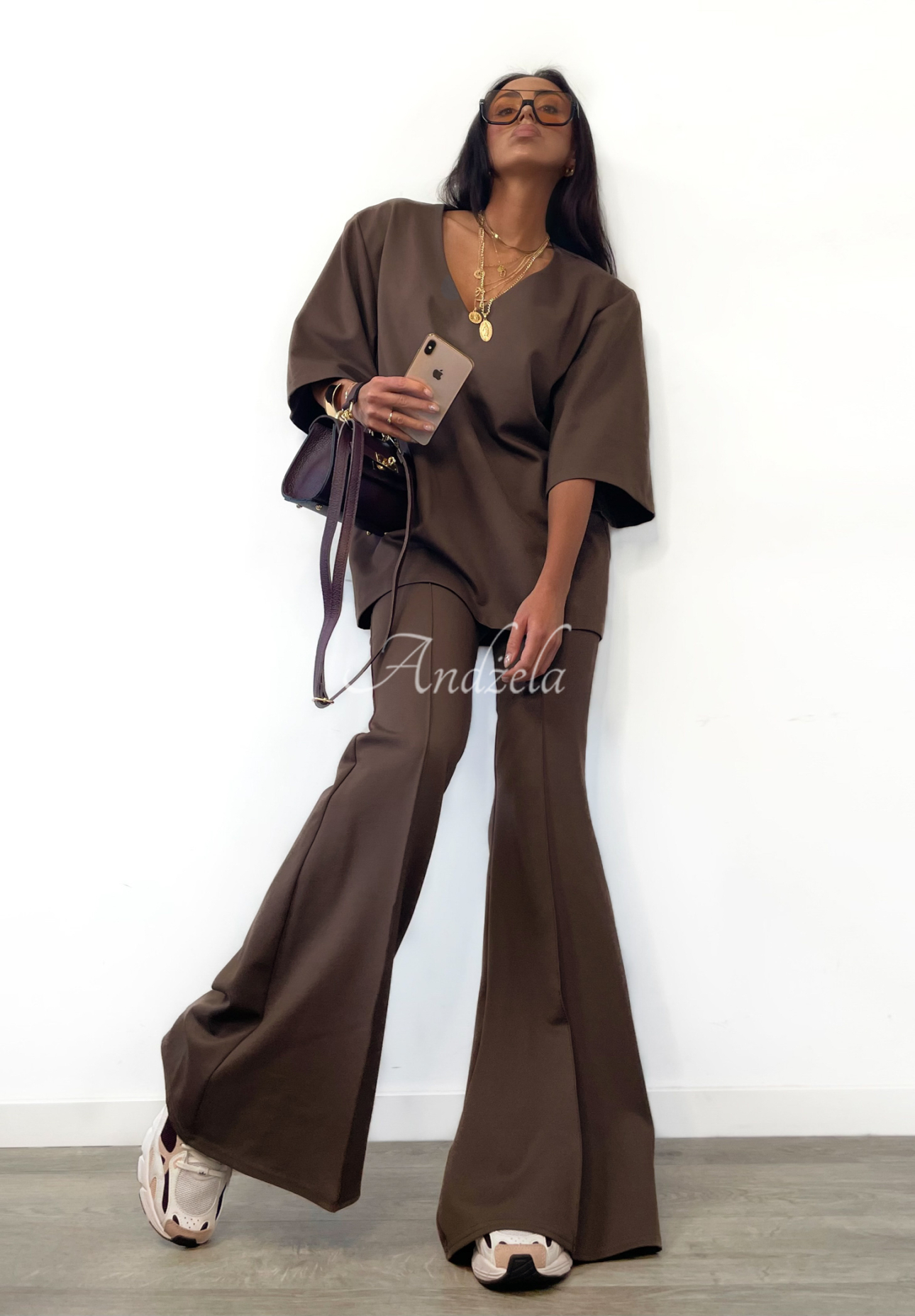 La Milla Perfection chocolate fabric bell bottoms II
