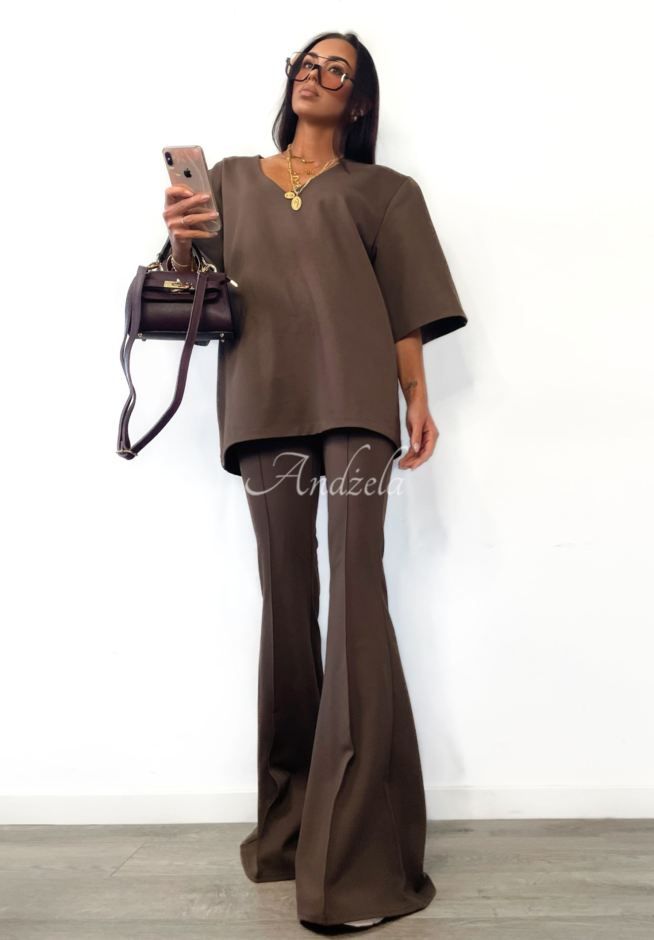 La Milla Perfection chocolate fabric bell bottoms II