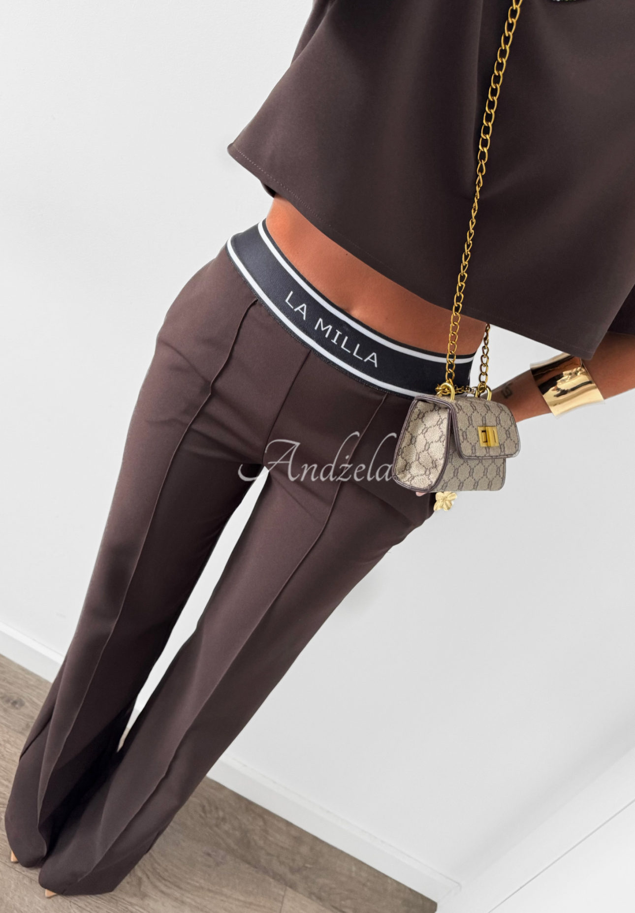 Eleganckie Hose wide leg La Milla Sunshine Elegance Schokoladenbraun